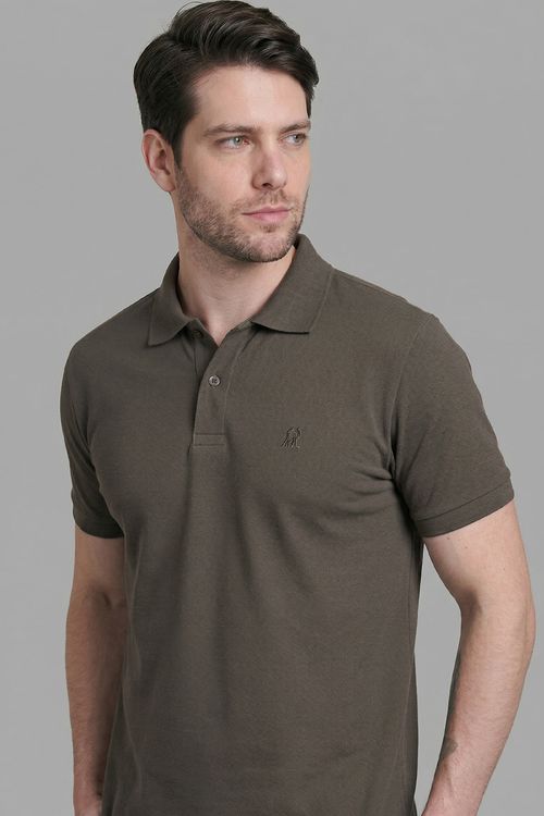 Polo Piquet Lisa Com Botão Polo Wear Verde Escuro