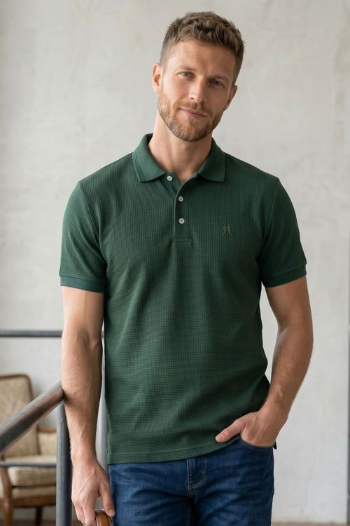 Polo Piquet Favo Premium Polo Wear Verde Escuro