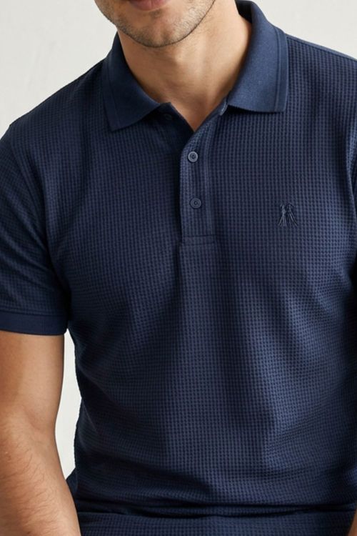 Polo Piquet Favo Premium Polo Wear Azul Escuro