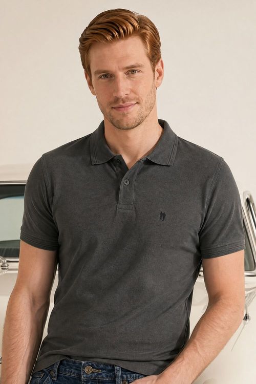 Polo Piquet Lisa Premium Polo Wear Cinza Escuro