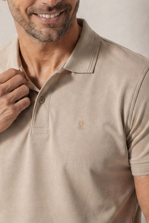 Polo Piquet Lisa Premium Polo Wear Bege Claro