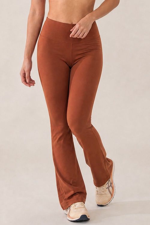 Calça Legging Fitness Flare Polo Wear Marrom Escuro