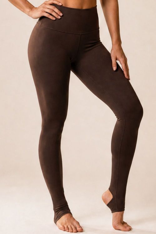 Calça Legging Fitness Com Pezinho Polo Wear Marrom Escuro