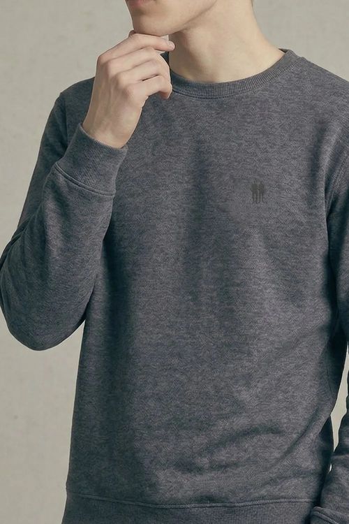 Moletom Masculino Leve Gola Careca Polo Wear Mescla Escuro
