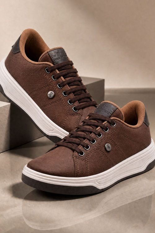 Tênis Casual Design Elegante Versátil Polo Wear Marrom Médio
