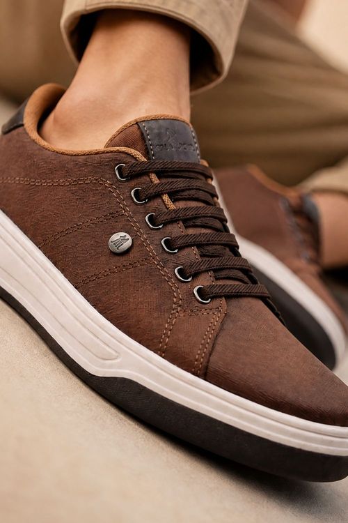 Tênis Casual Design Elegante Versátil Polo Wear Marrom Médio