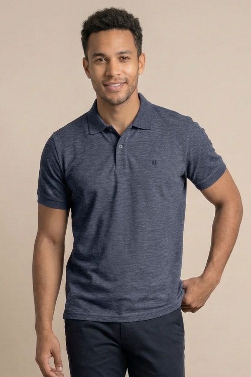 Polo Piquet Masculina Leve Confortável Polo Wear Azul Escuro
