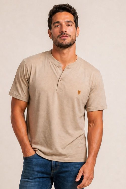 Polo Masculina Gola Portuguesa Polo Wear Bege Médio