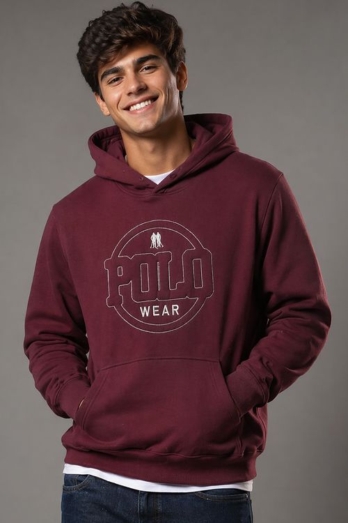Blusa Moletom Canguru Puff Polo Wear Vinho