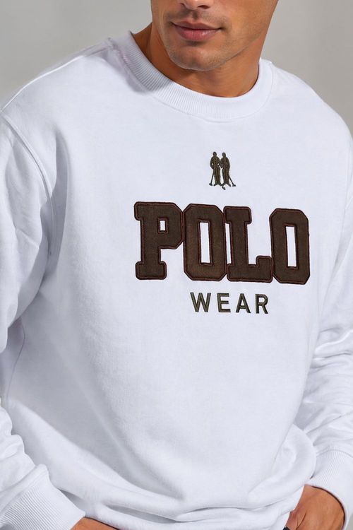 Blusa Moletom Flanelado Gola Careca Polo Wear Branco