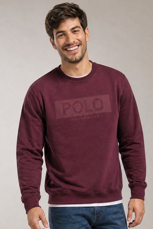 Blusa Moletom Gola Careca Silk Polo Wear Vinho