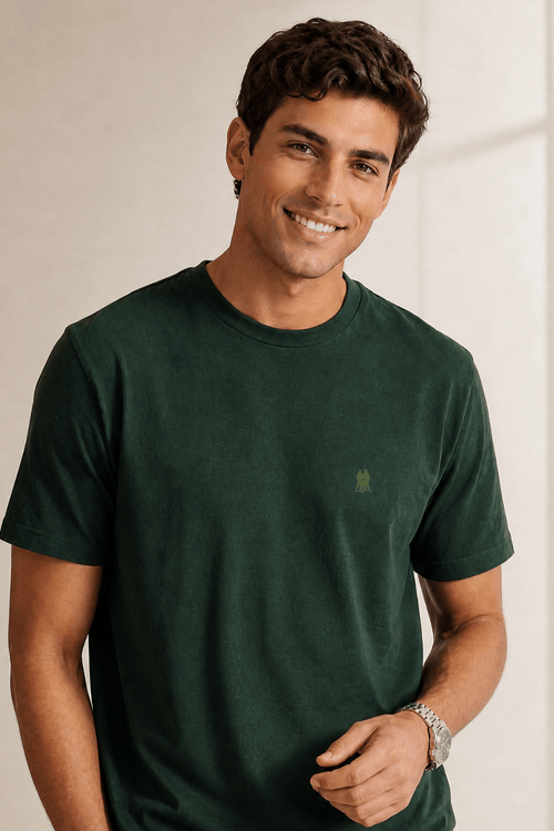 Camiseta Básica Confortável Polo Wear Verde Escuro