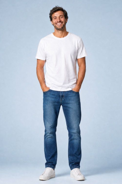 Calça Jeans Masculina Slim Básica Polo Wear Jeans Escuro