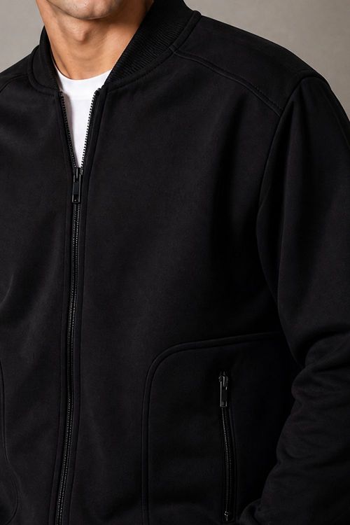 Jaqueta Lã Masculina Com Zíper Polo Wear Preta