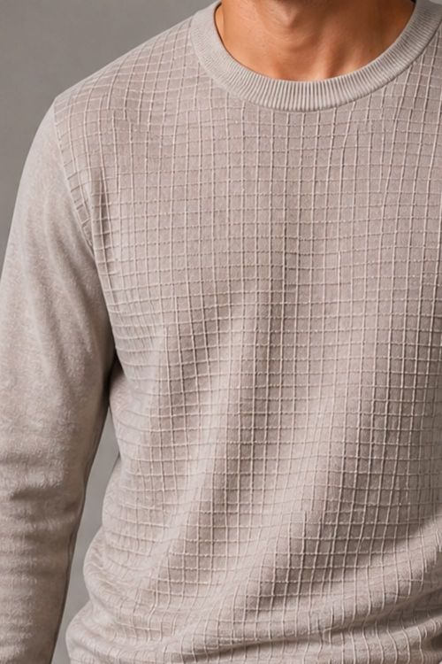 Tricot Masculino Gola Redonda Polo Wear Bege Claro