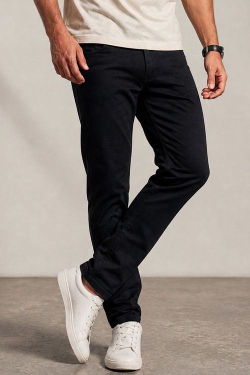 Calça Sarja Slim Masculina Básica Polo Wear Preto