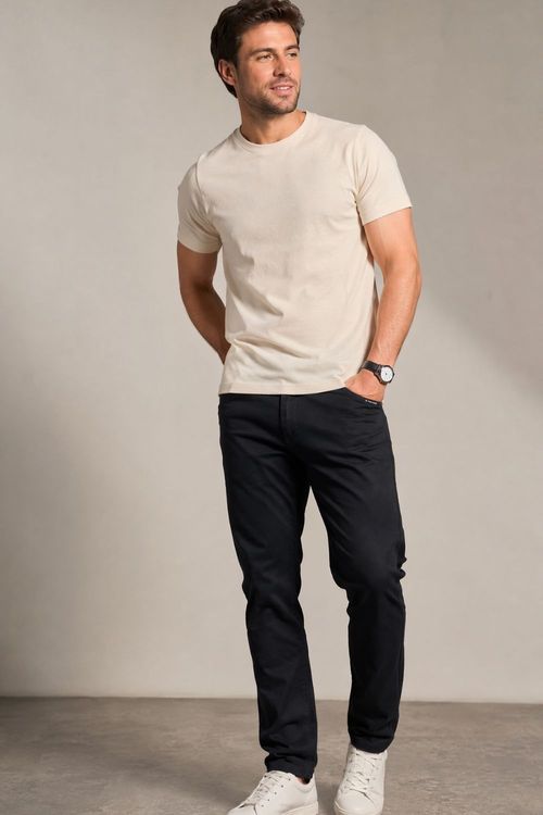 Calça Sarja Slim Masculina Básica Polo Wear Preto