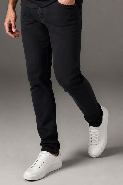 Calça Jeans Regular Masculina Básica Polo Wear Preto