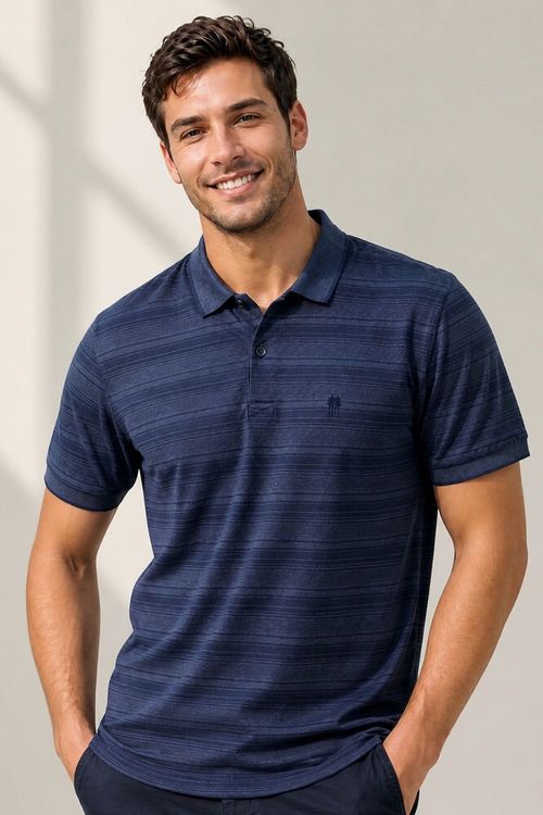 Polo Piquet Casual Masculina Polo Wear Marinho