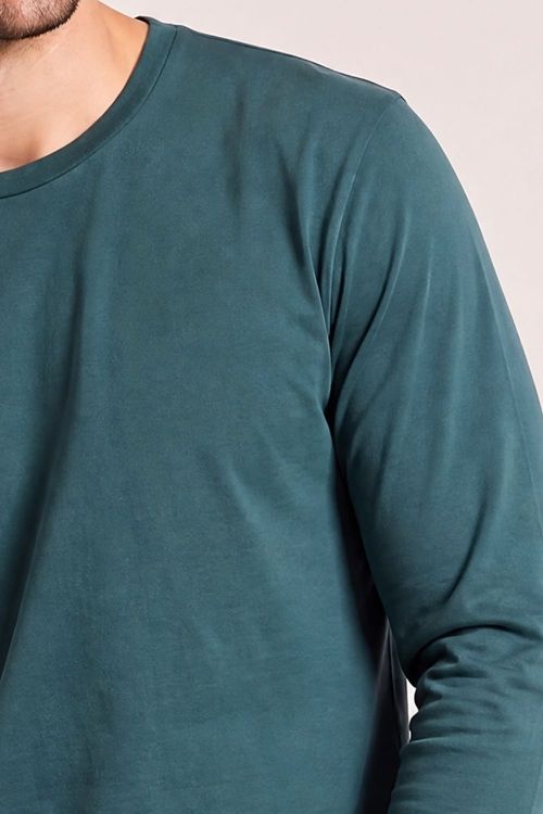 Camiseta Masculina Manga Longa Polo Wear Verde Escuro