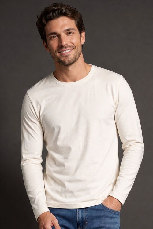 Camiseta Masculina Manga Longa Polo Wear Off White