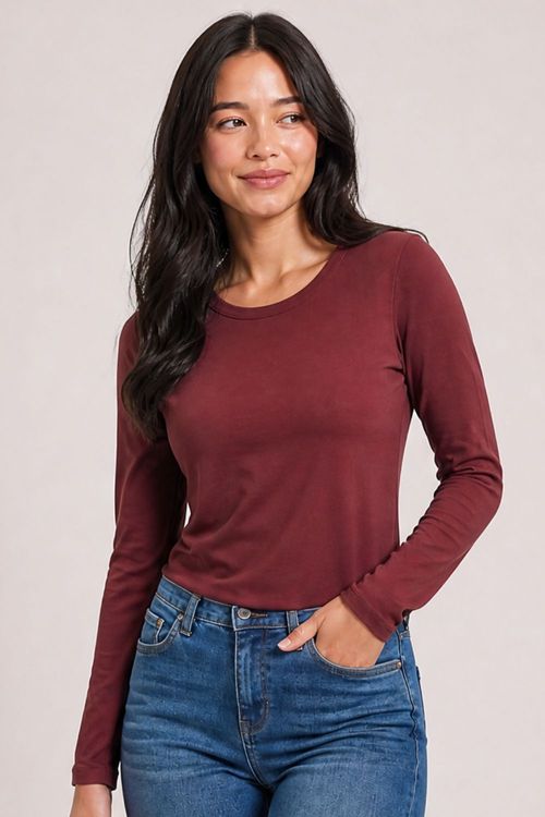Camiseta Feminina Manga Longa Polo Wear Marrom