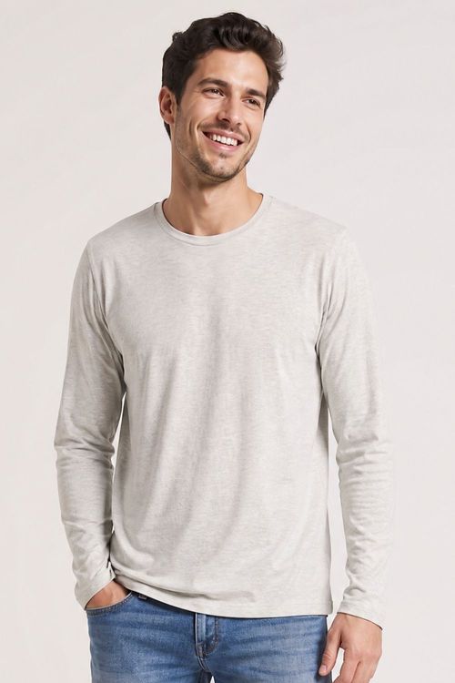 Camiseta Masculina Manga Longa Polo Wear Amarelo Claro