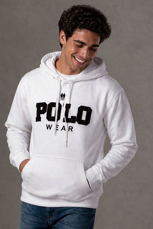 Blusa Moletom Canguru Flanelado Polo Wear Branco