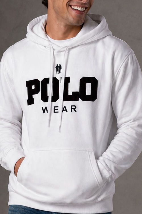 Blusa Moletom Canguru Flanelado Polo Wear Branco