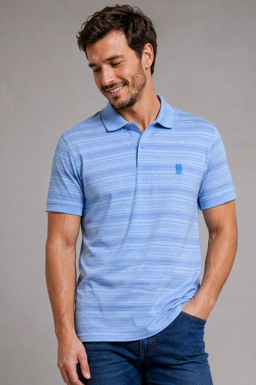 Polo Piquet Casual Masculina Polo Wear Azul Claro