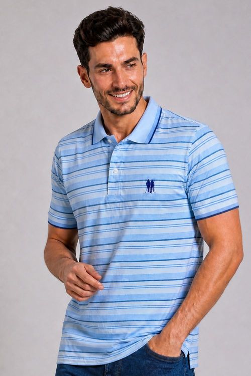 Polo Piquet Listrada Polo Wear Azul Claro