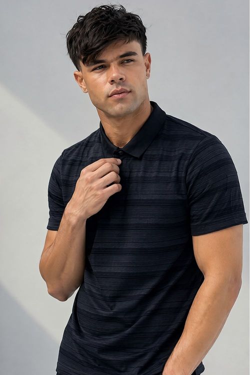 Polo Piquet Casual Masculina Polo Wear Preto