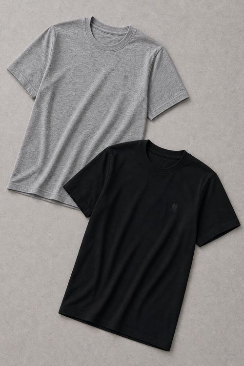 Kit 2 Camisetas Over Masculina Polo Wear Preto-Mescla