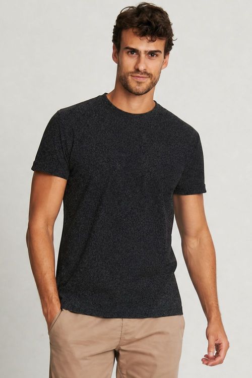 Camiseta Básica Masculina Mesclada Polo Wear Preto