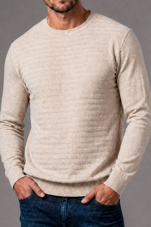 Tricot Masculino Detalhe Frontal Polo Wear Bege Claro