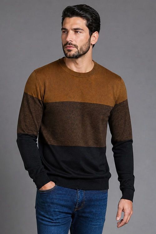 Suéter Masculino Listrado Polo Wear Marrom