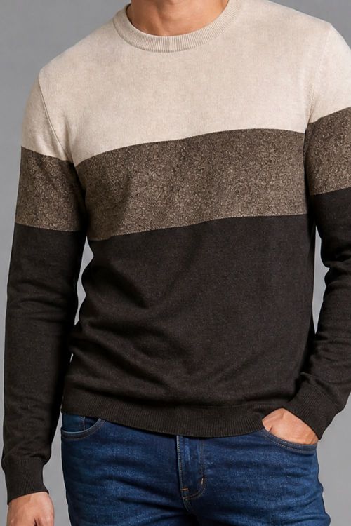 Suéter Masculino Listrado Polo Wear Marrom Médio