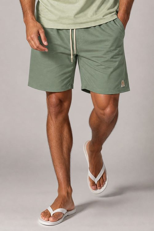 Short Masculino Linho Liso Polo Wear Verde