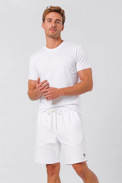 Short Masculino Linho Liso Polo Wear Branco