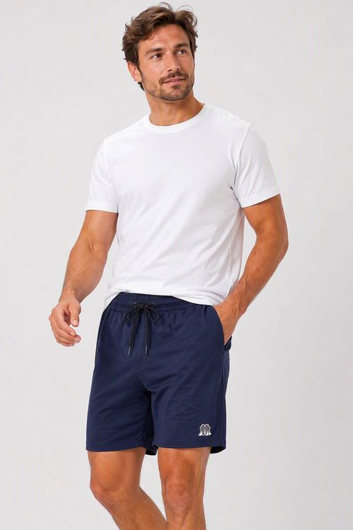 Short Masculino Linho Liso Polo Wear Azul Escuro
