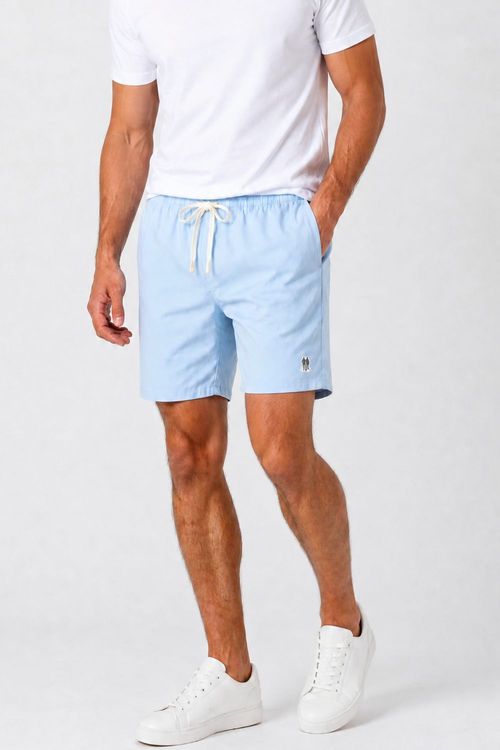 Short Masculino Linho Liso Polo Wear Azul Claro
