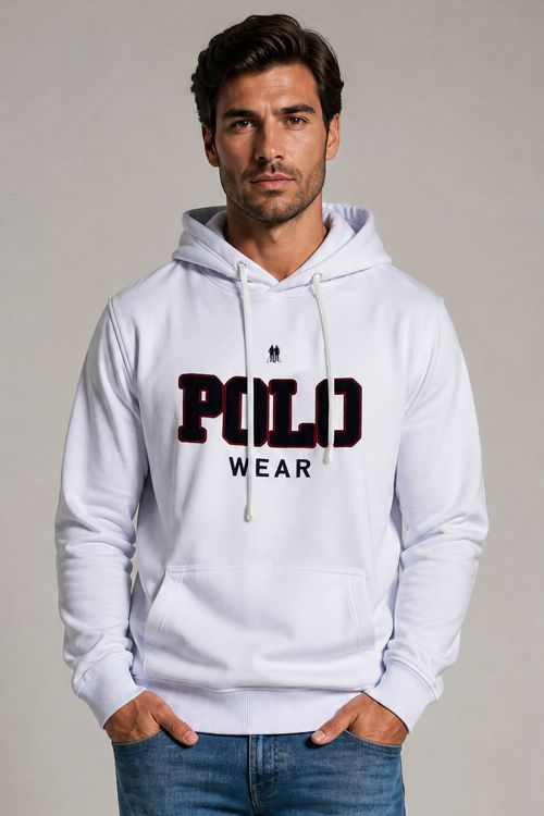 Blusa Moletom Canguru Flanelado Polo Wear Branco