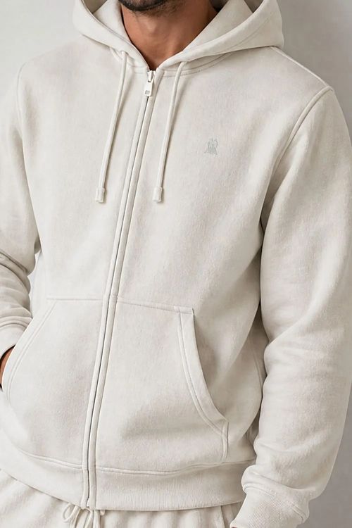 Jaqueta Moletom Masculina Com Zíper e Capuz Polo Wear Off White