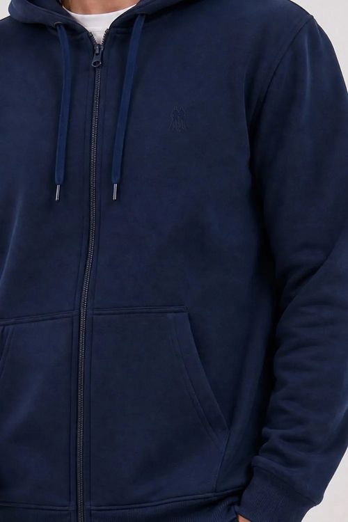 Jaqueta Moletom Masculina Com Zíper e Capuz Polo Wear Marinho