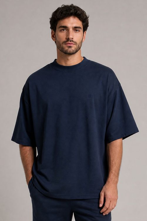 Kit 2 Camisetas Over Masculina Polo Wear Azul-Branco