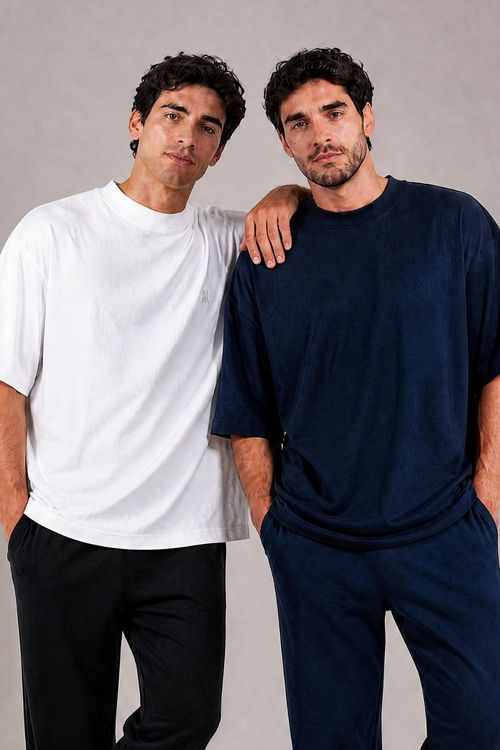 Kit 2 Camisetas Over Masculina Polo Wear Azul-Branco G