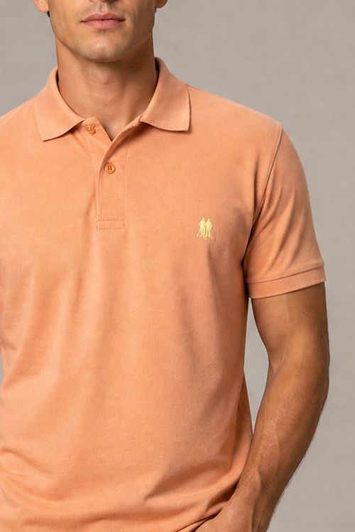 Polo Piquet Com Botão Lisa Polo Wear Rosa