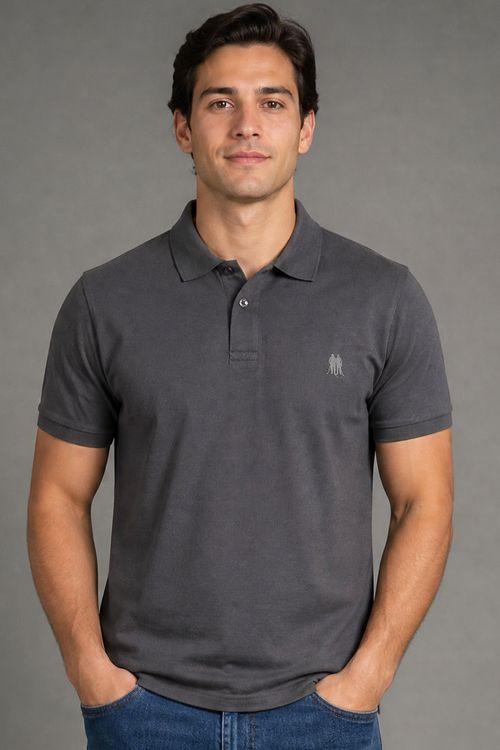 Polo Piquet Com Botão Lisa Polo Wear Marinho