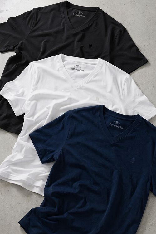 Kit 3 Camisetas Gola V Masculinas Polo Wear Sortido