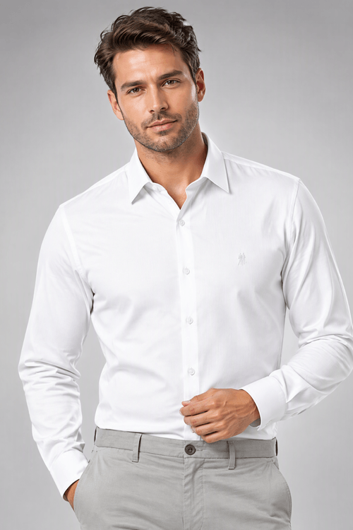 Camisa Masculina Premium Slim Fit Polo Wear Branco